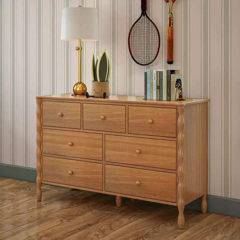 Commode à 7 tiroirs et fuseaux - Pin massif, Chambre d'enfant