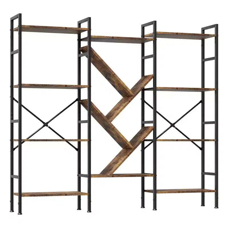Étagère large à 5 niveaux, en bois rustique, pour chambre, salon et bureau