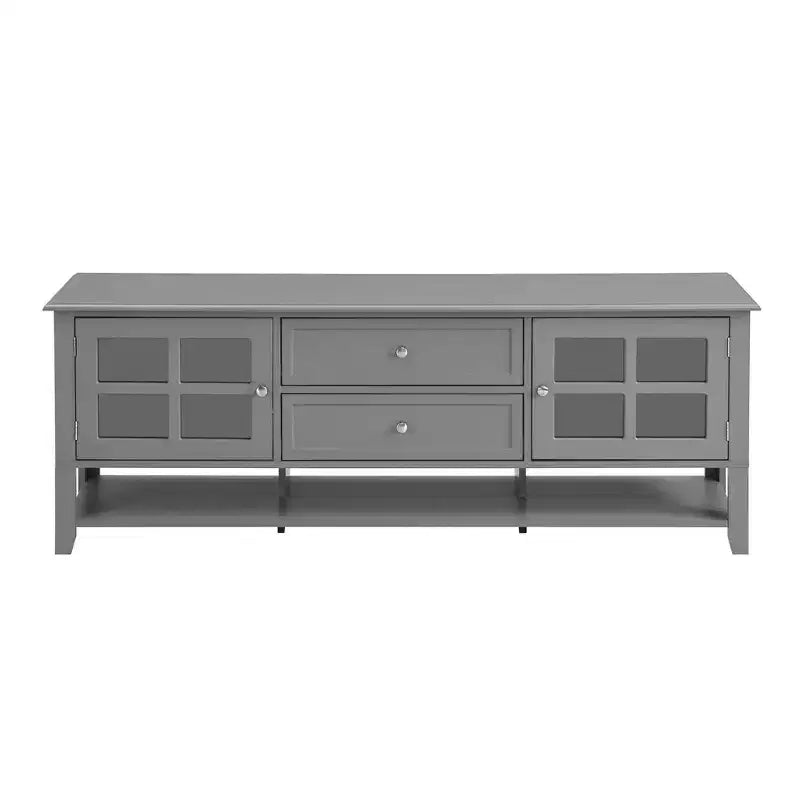 Meuble TV gris de 150 cm pour téléviseurs jusqu'à 60 pouces avec espace de rangement multifonctionnel Console média pour salon ou chambre à coucher