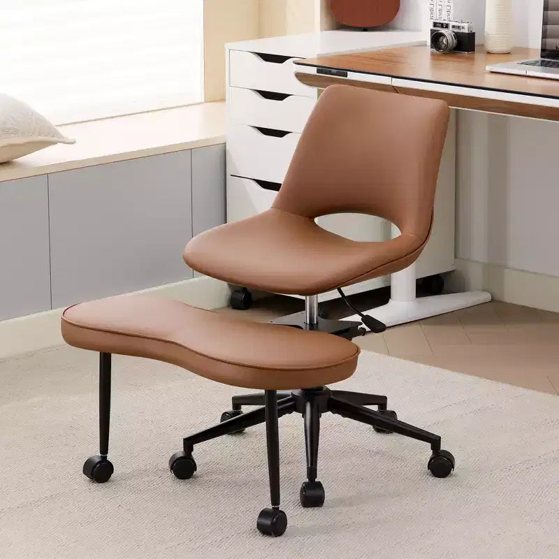 Chaise longue ergonomique à pieds croisés, soutien lombaire élevé, hauteur réglable, pivotant à 360°, siège croisé, roulettes, pour la méditation, le yoga, le TDAH