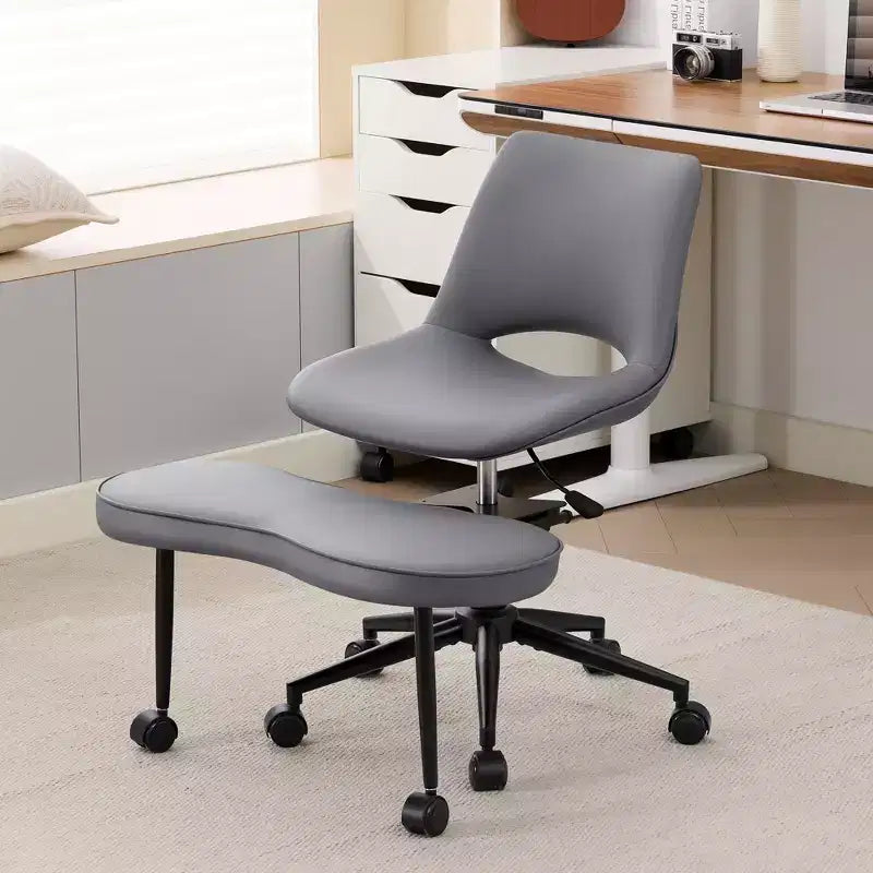 Chaise longue ergonomique à pieds croisés, soutien lombaire élevé, hauteur réglable, pivotant à 360°, siège croisé, roulettes, pour la méditation, le yoga, le TDAH