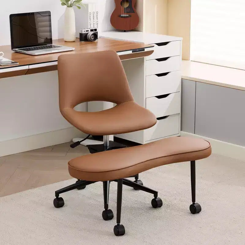 Chaise longue ergonomique à pieds croisés, soutien lombaire élevé, hauteur réglable, pivotant à 360°, siège croisé, roulettes, pour la méditation, le yoga, le TDAH