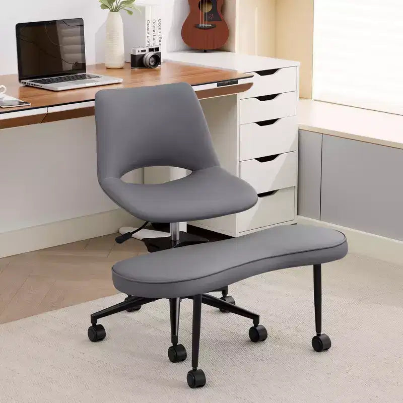Chaise longue ergonomique à pieds croisés, soutien lombaire élevé, hauteur réglable, pivotant à 360°, siège croisé, roulettes, pour la méditation, le yoga, le TDAH