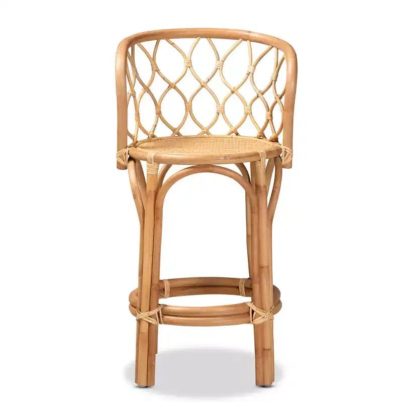 Tabouret de bar en rotin hauteur comptoir Naturel - Fait à la main, Entièrement assemblé