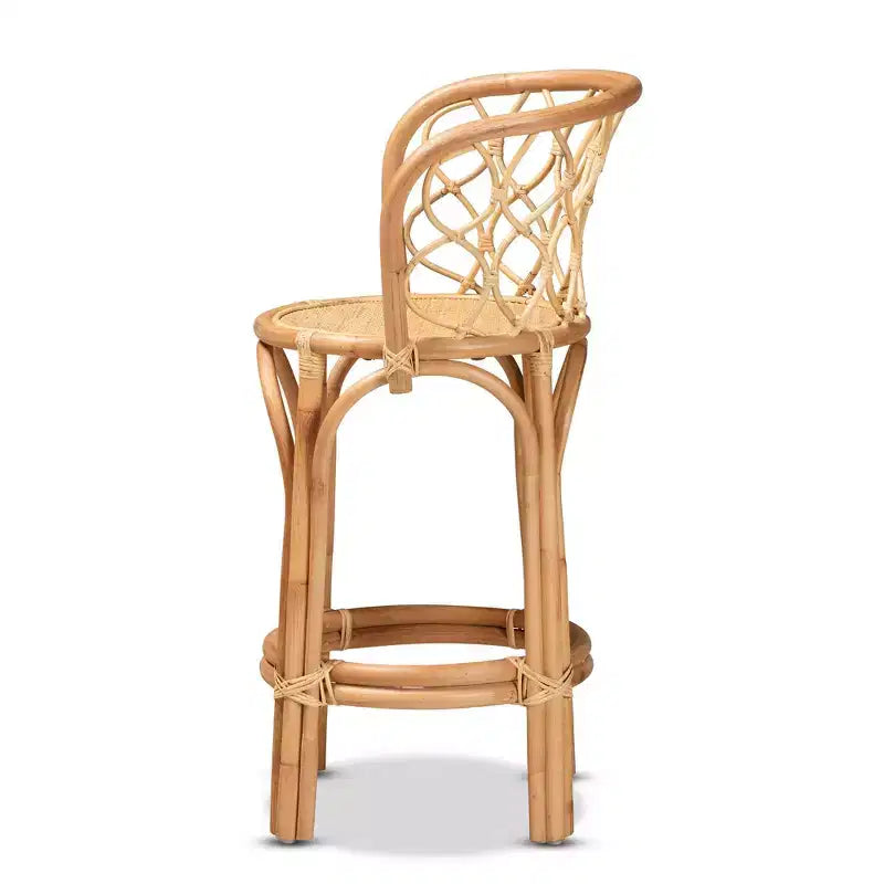 Tabouret de bar en rotin hauteur comptoir Naturel - Fait à la main, Entièrement assemblé