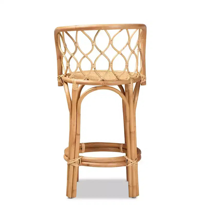 Tabouret de bar en rotin hauteur comptoir Naturel - Fait à la main, Entièrement assemblé