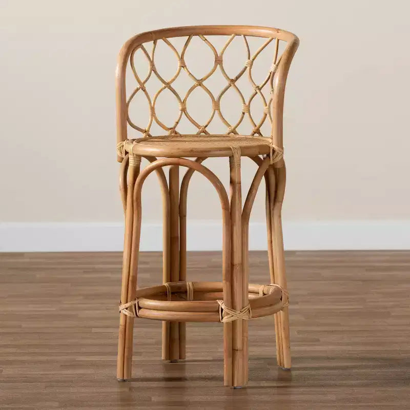 Tabouret de bar en rotin hauteur comptoir Naturel - Fait à la main, Entièrement assemblé
