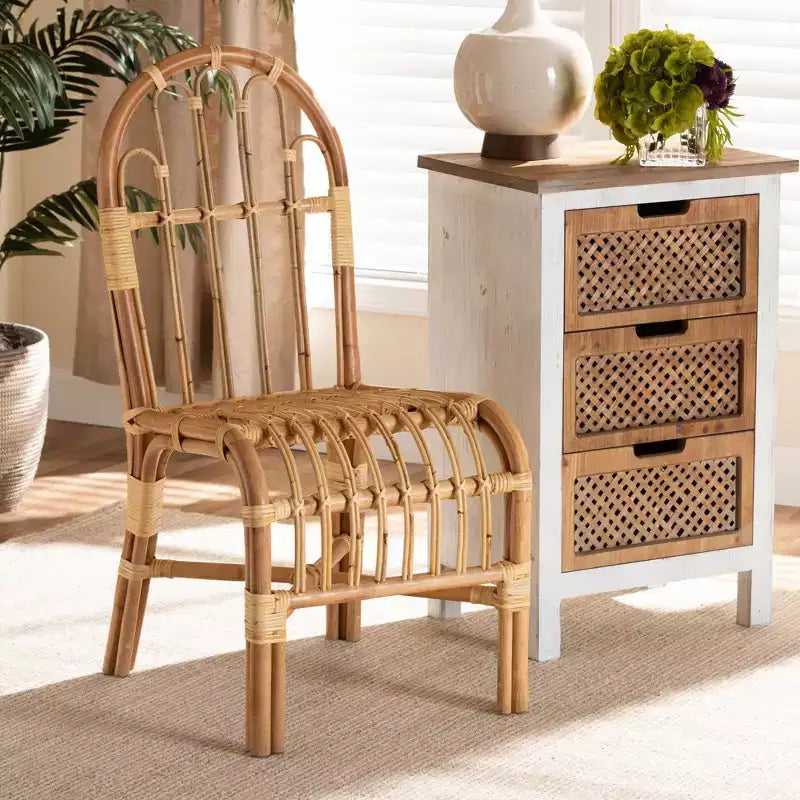 Fauteuil d'appoint en rotin naturel - Fait à la main, entièrement assemblé
