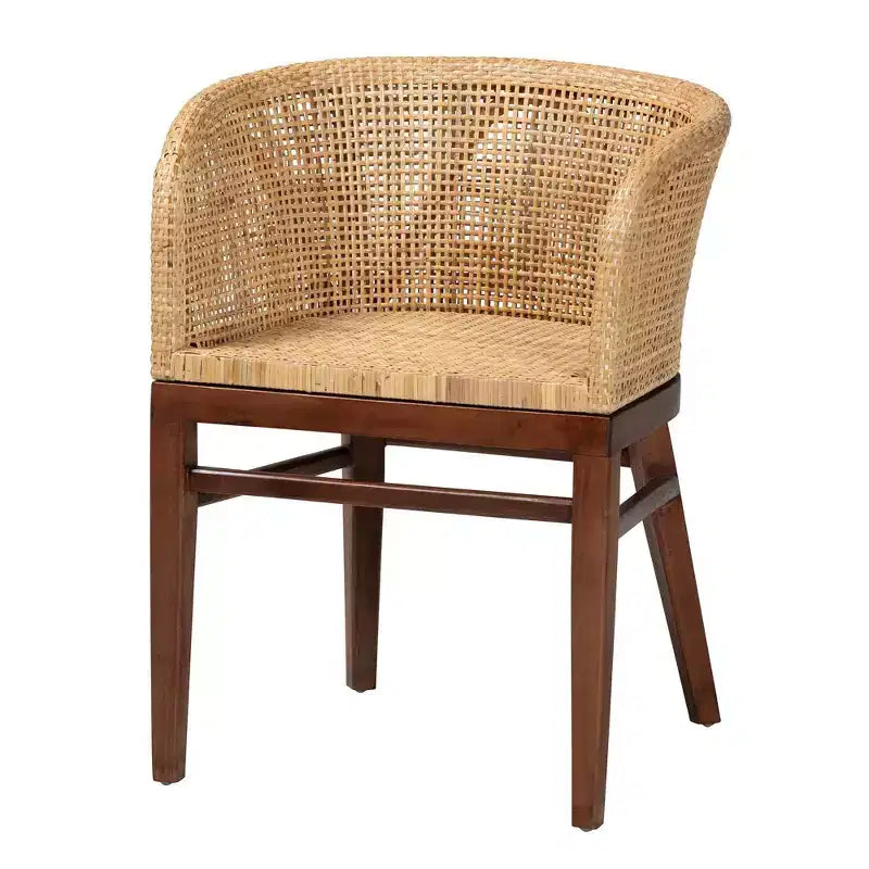 bali & pari Papua Dining Chair: Structure en acacia, Rotin tissé, Style bohème, Assemblage requis