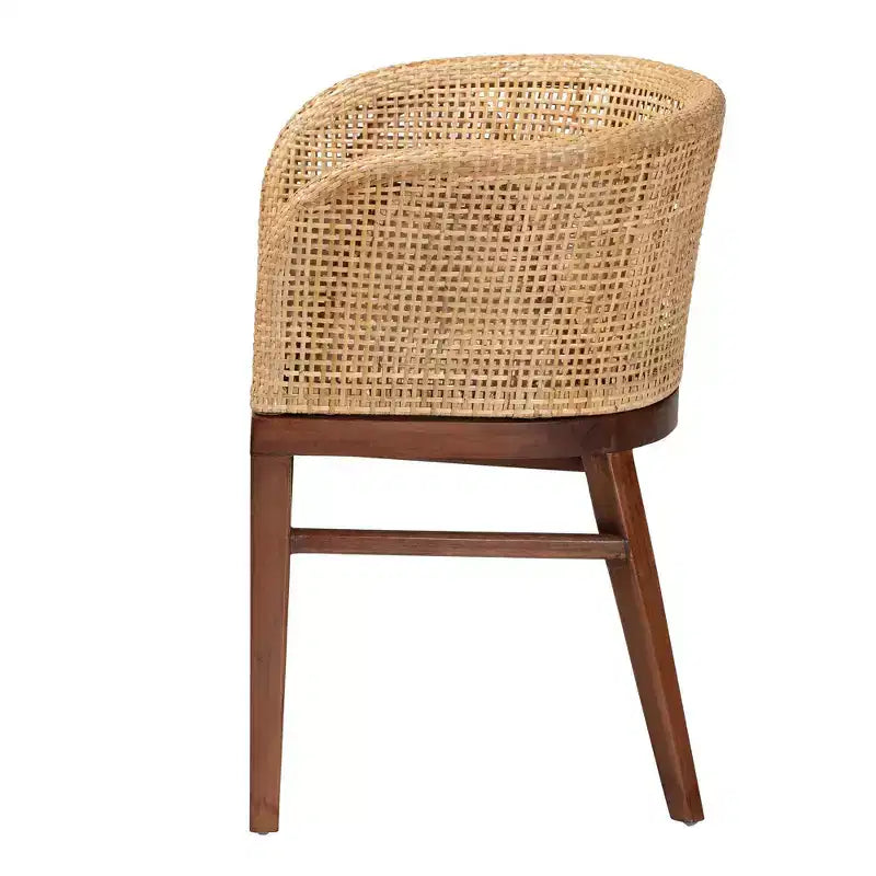bali & pari Papua Dining Chair: Structure en acacia, Rotin tissé, Style bohème, Assemblage requis