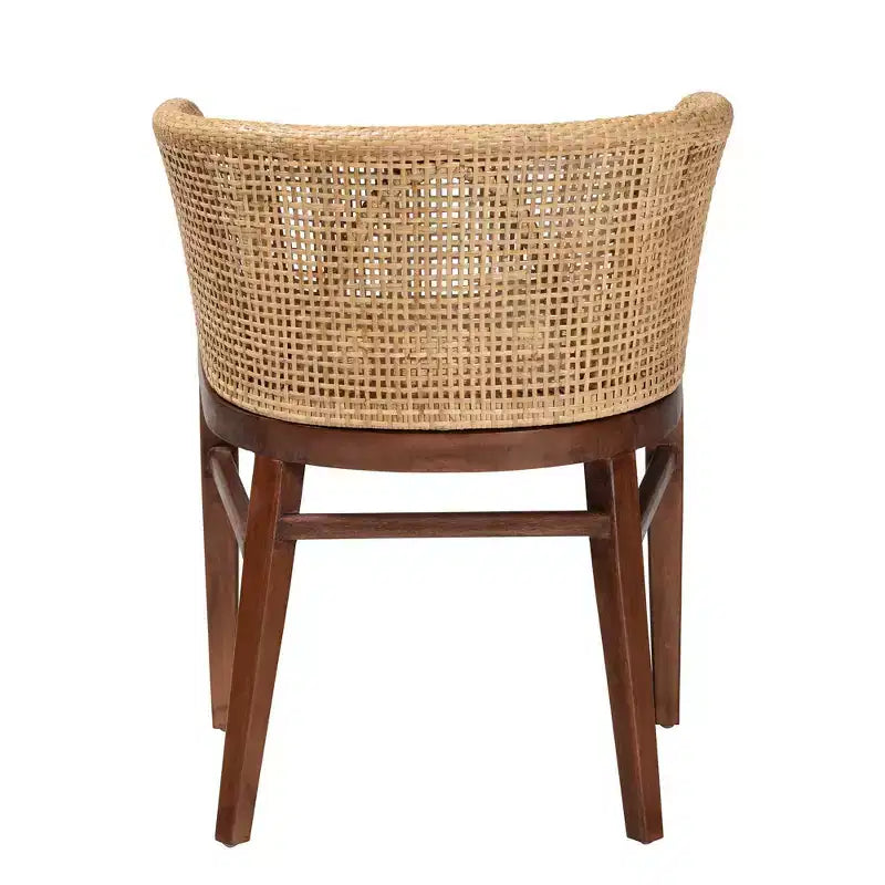 bali & pari Papua Dining Chair: Structure en acacia, Rotin tissé, Style bohème, Assemblage requis