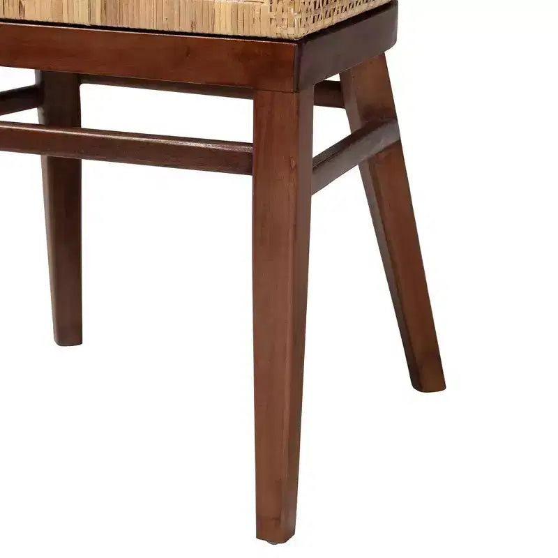 bali & pari Papua Dining Chair: Structure en acacia, Rotin tissé, Style bohème, Assemblage requis