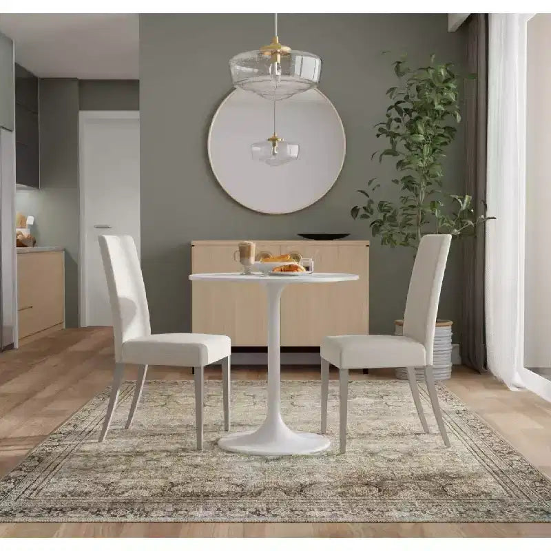 Table à manger ronde avec plateau en marbre