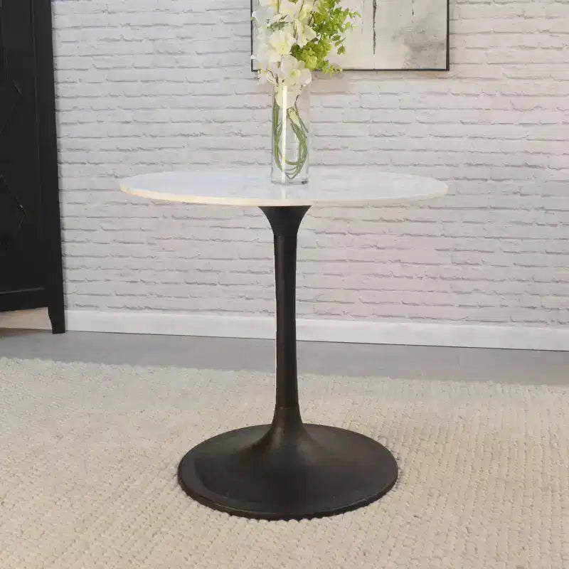 Table à manger ronde avec plateau en marbre
