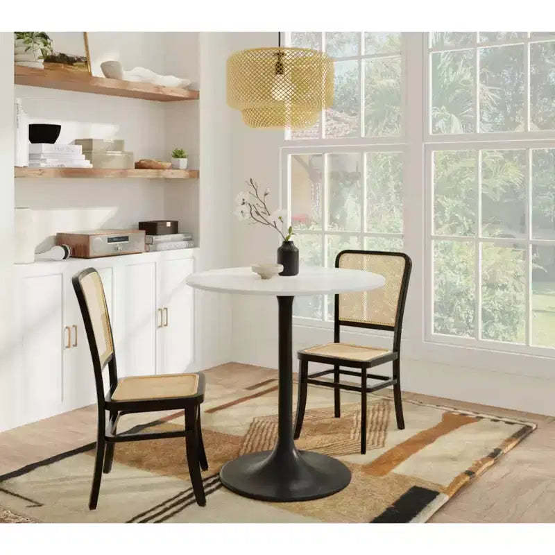 Table à manger ronde avec plateau en marbre