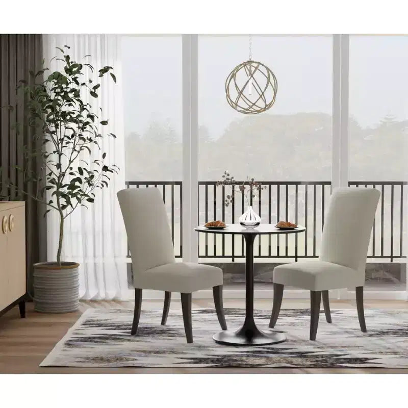 Table à manger ronde avec plateau en marbre