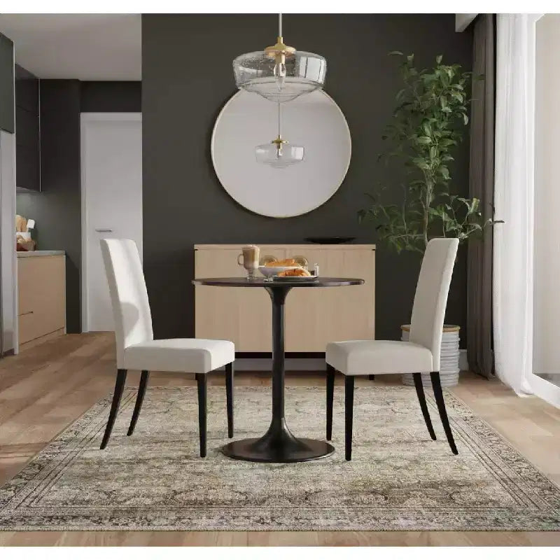 Table à manger ronde avec plateau en marbre