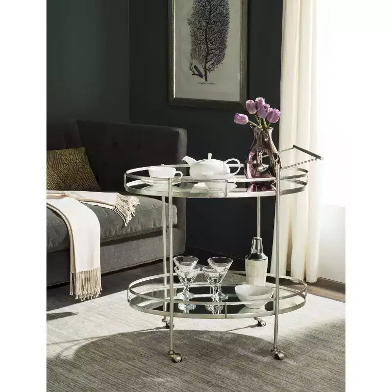 Chariot de bar - FOX2553A - Argent/Miroir