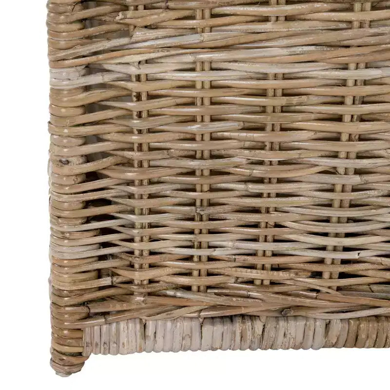 Coffre de rangement en osier de 89 cm de large avec sangle en cuir, pliable