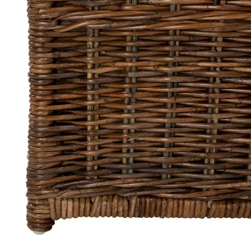 Coffre de rangement en osier de 89 cm de large avec sangle en cuir, pliable