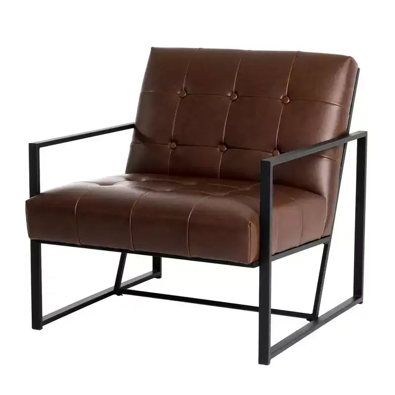Fauteuil d'appoint en cuir PU, capitonné, structure en métal, capacité de 136 kg