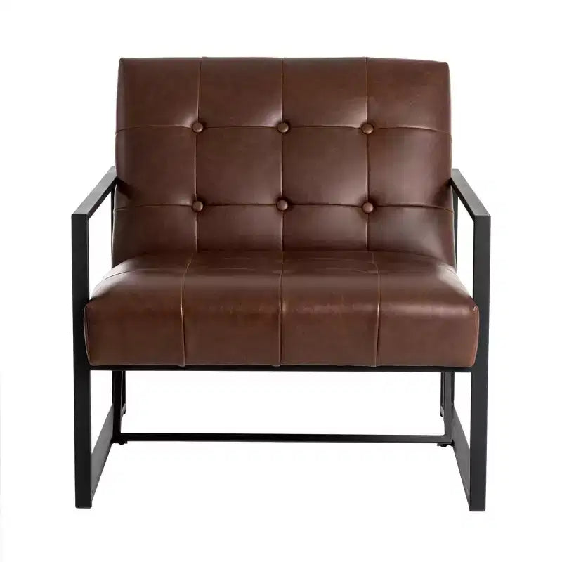 Fauteuil d'appoint en cuir PU, capitonné, structure en métal, capacité de 136 kg