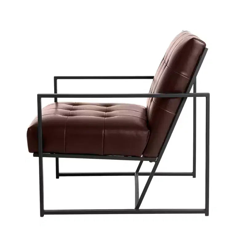 Fauteuil d'appoint en cuir PU, capitonné, structure en métal, capacité de 136 kg