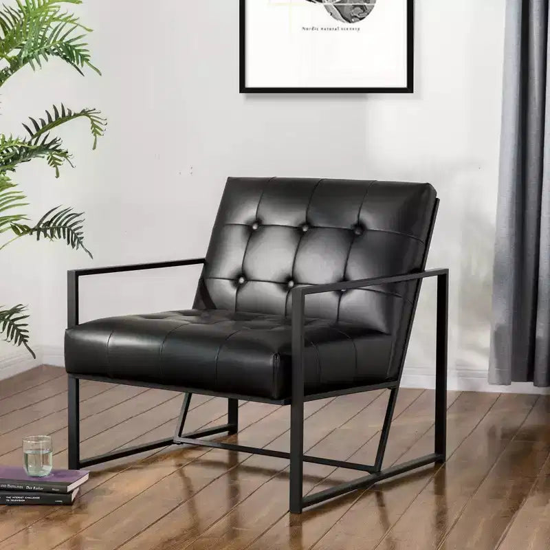 Fauteuil d'appoint en cuir PU, capitonné, structure en métal, capacité de 136 kg