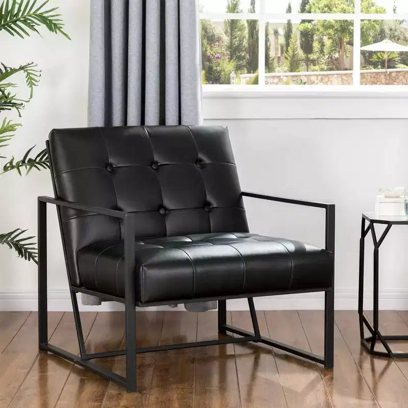 Fauteuil d'appoint en cuir PU, capitonné, structure en métal, capacité de 136 kg