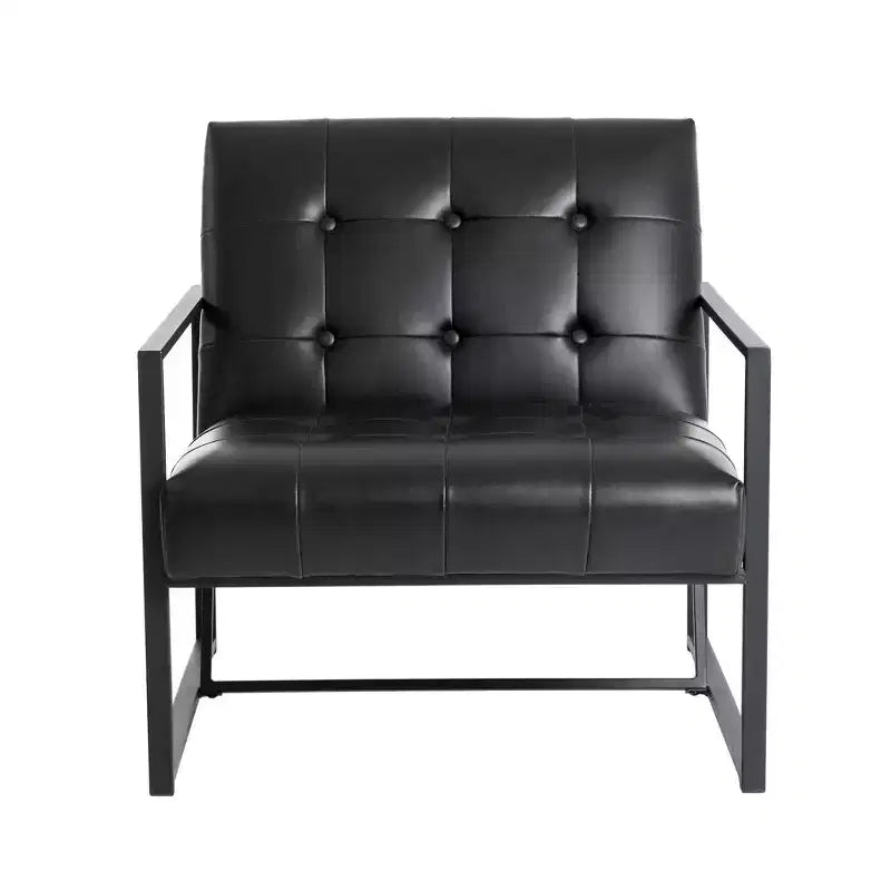 Fauteuil d'appoint en cuir PU, capitonné, structure en métal, capacité de 136 kg