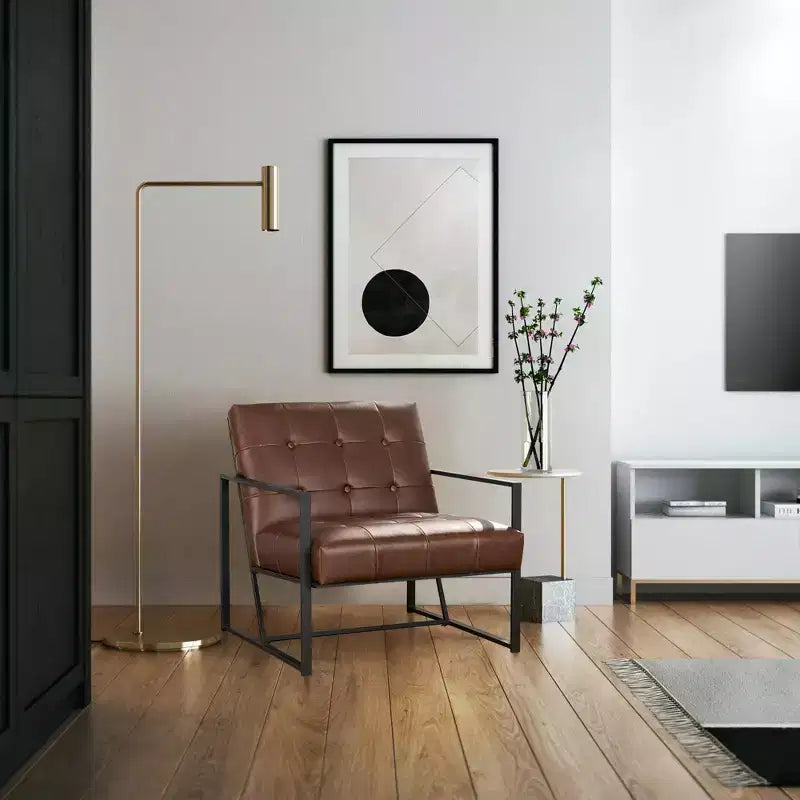 Fauteuil d'appoint en cuir PU, capitonné, structure en métal, capacité de 136 kg