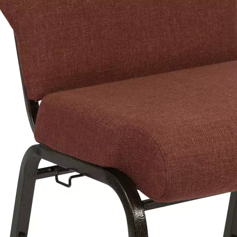 Chaise d'auditorium empilable rembourrée – Tissu cannelle, structure or veiné
