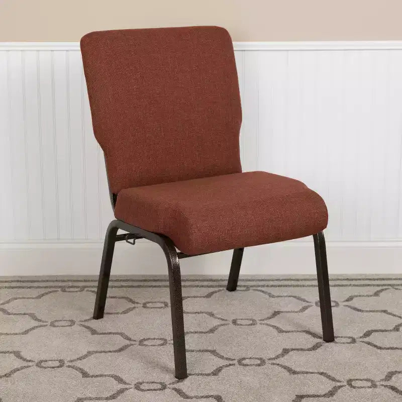 Chaise d'auditorium empilable rembourrée – Tissu cannelle, structure or veiné