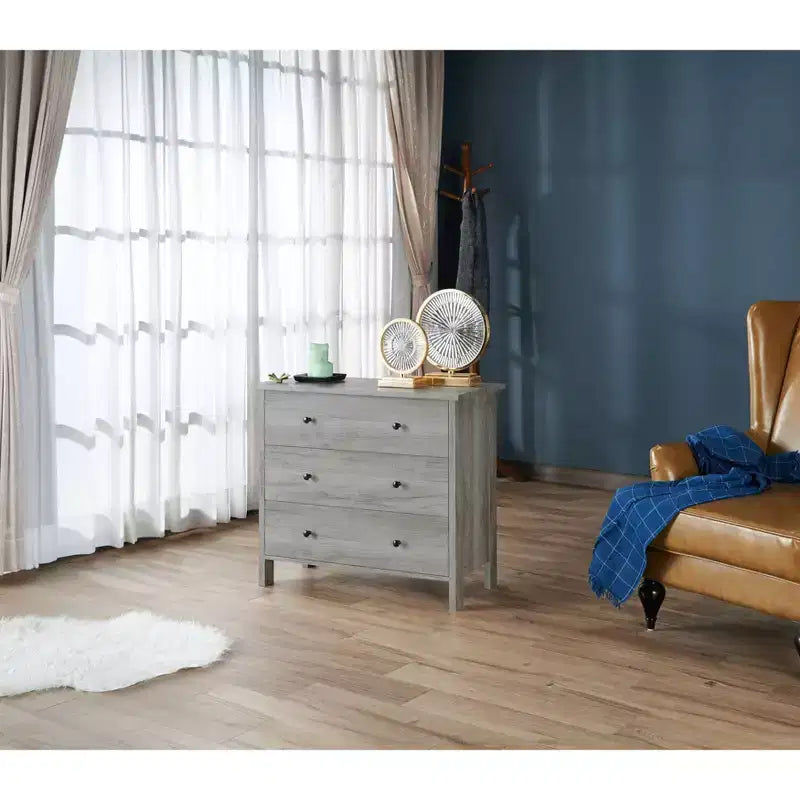 Commode à 3 tiroirs - MDF avec dispositif anti-basculement
