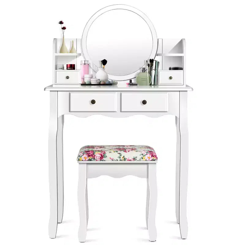 Coiffeuse avec tiroirs et miroir ovale