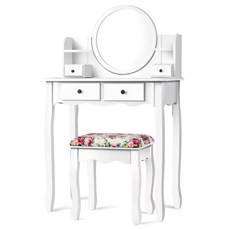 Coiffeuse avec tiroirs et miroir ovale