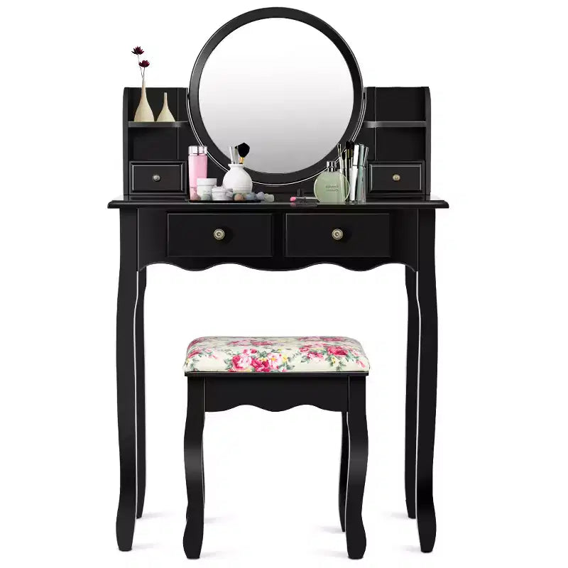 Coiffeuse avec tiroirs et miroir ovale