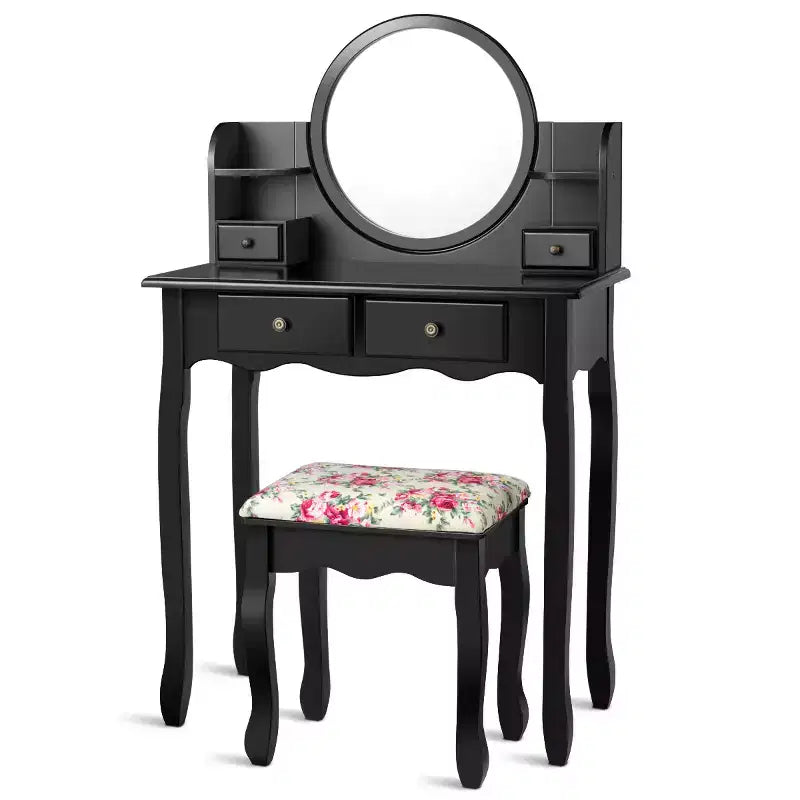 Coiffeuse avec tiroirs et miroir ovale