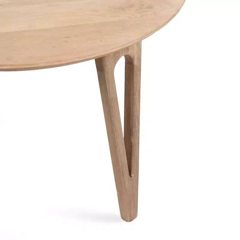 Table basse ronde en manguier avec pieds épingle à cheveux