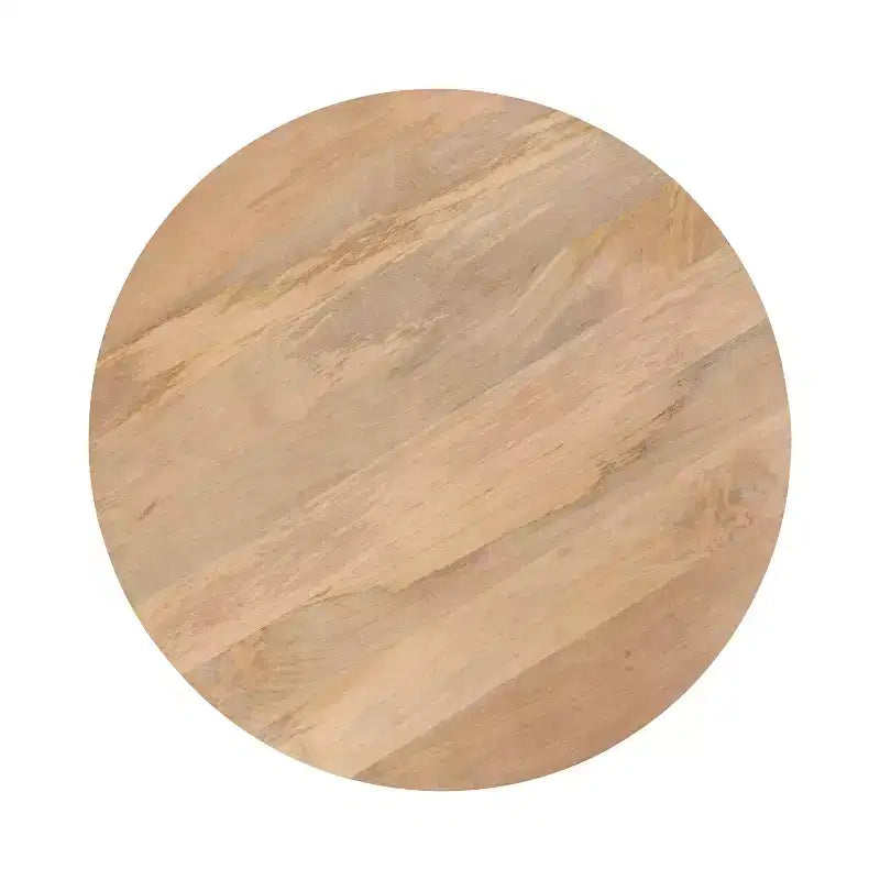 Table basse ronde en manguier avec pieds épingle à cheveux
