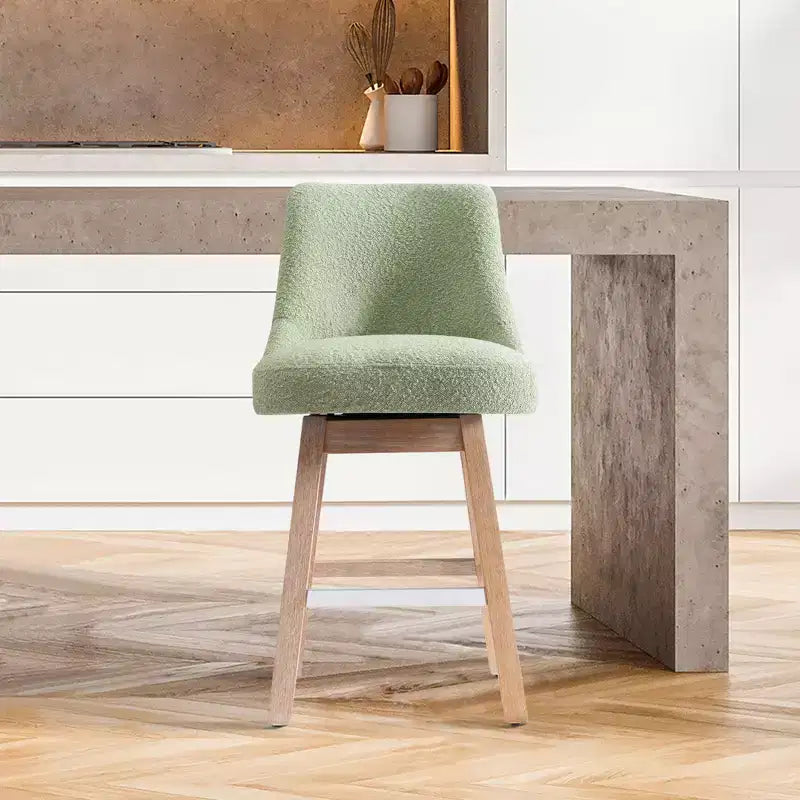 Tabouret de bar pivotant rembourré de 66 cm, hauteur comptoir, sauge du désert