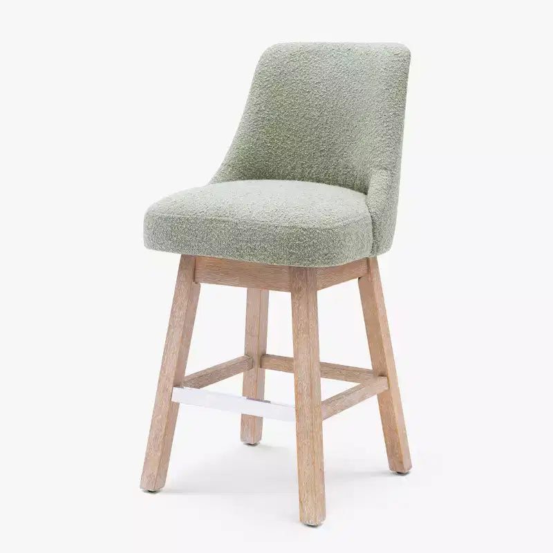 Tabouret de bar pivotant rembourré de 66 cm, hauteur comptoir, sauge du désert