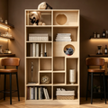 Bibliothèque moderne avec litière pour chat, vitrine avec étagère d'escalade pour chat, bibliothèque 2 en 1 pour salon, chambre, naturel